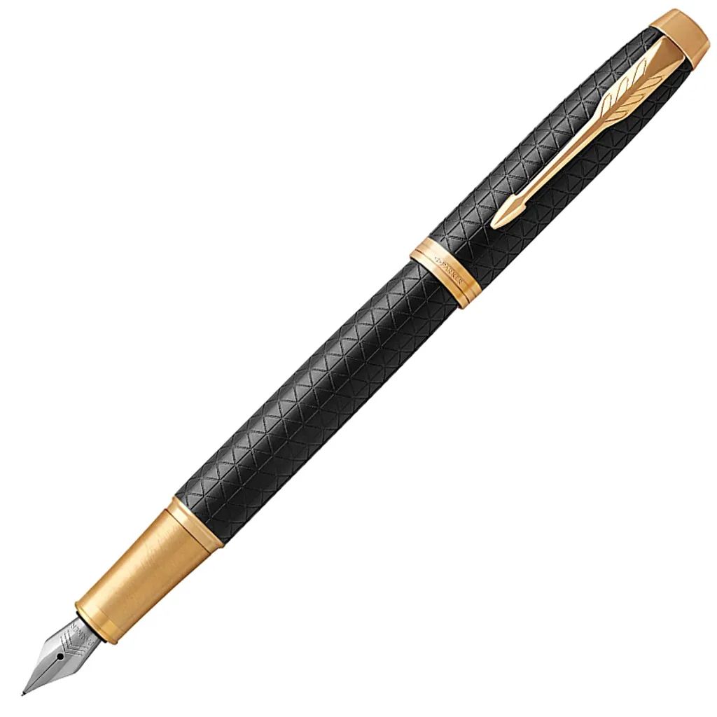 【PARKER 派克】IM高尚經典豪華系列 細格紋黑金夾 F尖 鋼筆 1975630✿50B005